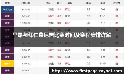 里昂与拜仁慕尼黑比赛时间及赛程安排详解